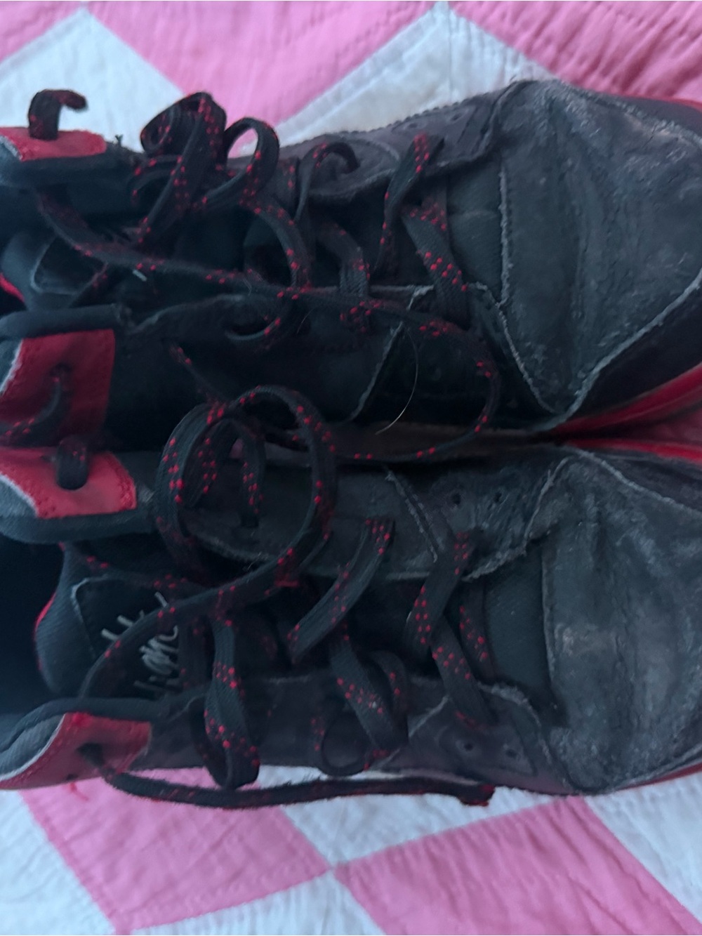 Jordan Kids Black and Red High-Top Sneakers